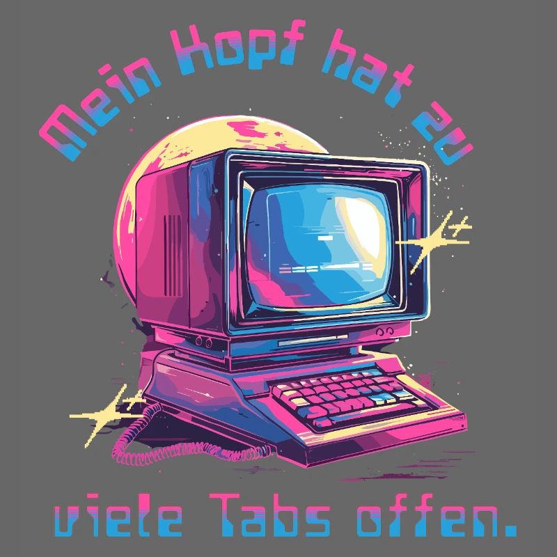 Vintage Computer Neon Tabs Offen
