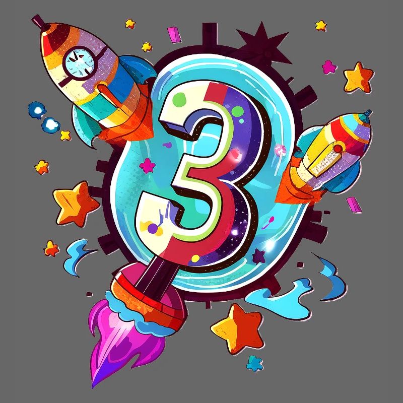 3rd Birthday Rocket Art