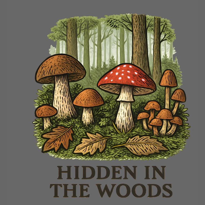 Paysage caché de champignons forestiers
