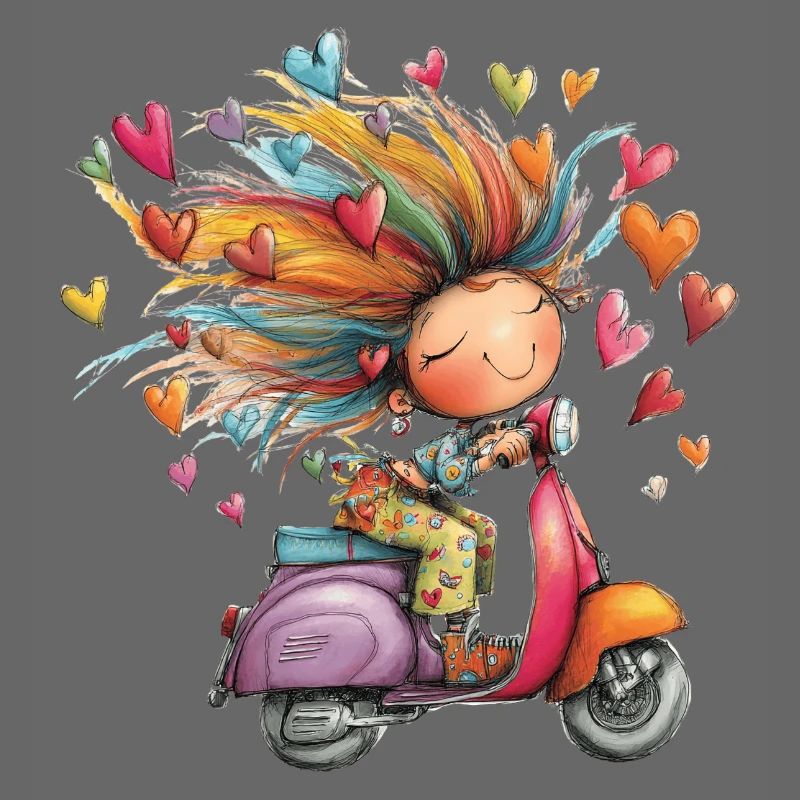 Rollerliebe - Mädchen auf Roller – bunter Sommer