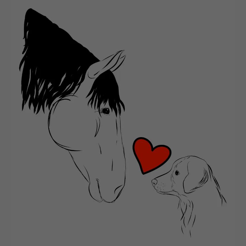cheval et chien embrasser , douce idée de cadeau