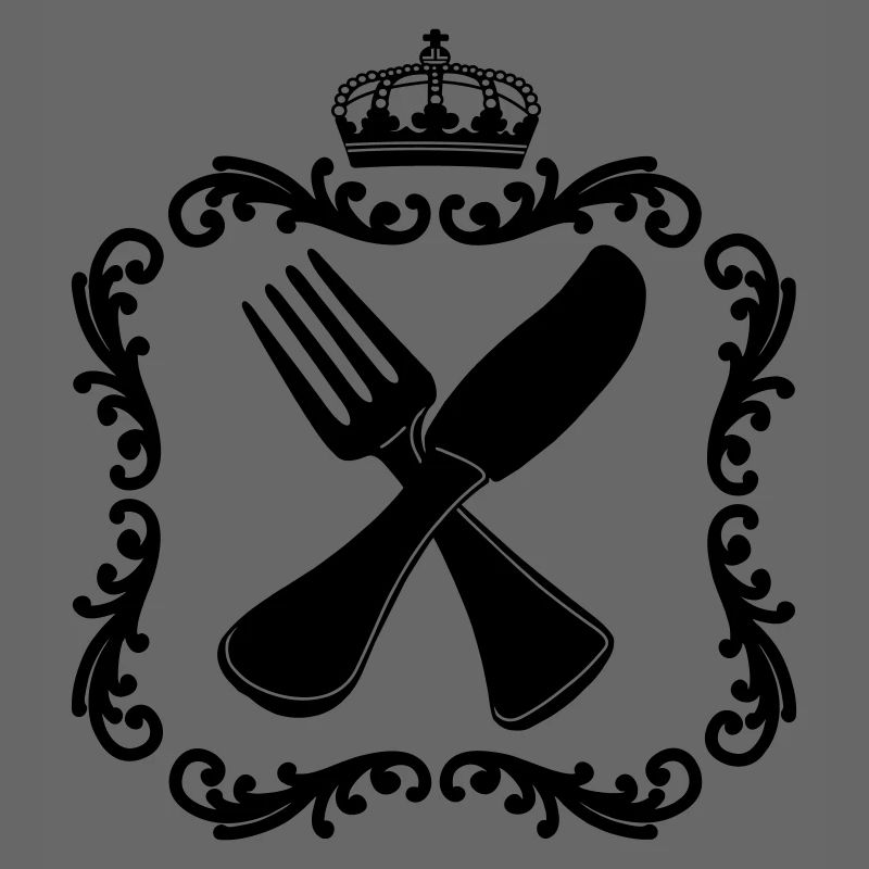 Cutlery frame with crown for restaurant logo