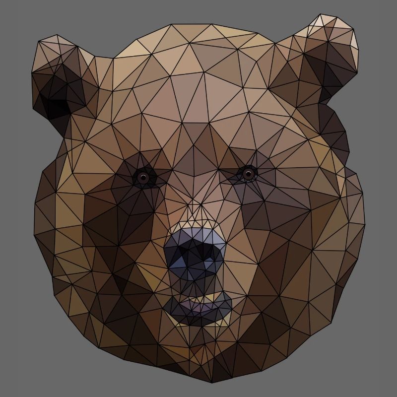 Polygonal Brown Bear Triangular Low Poly Art