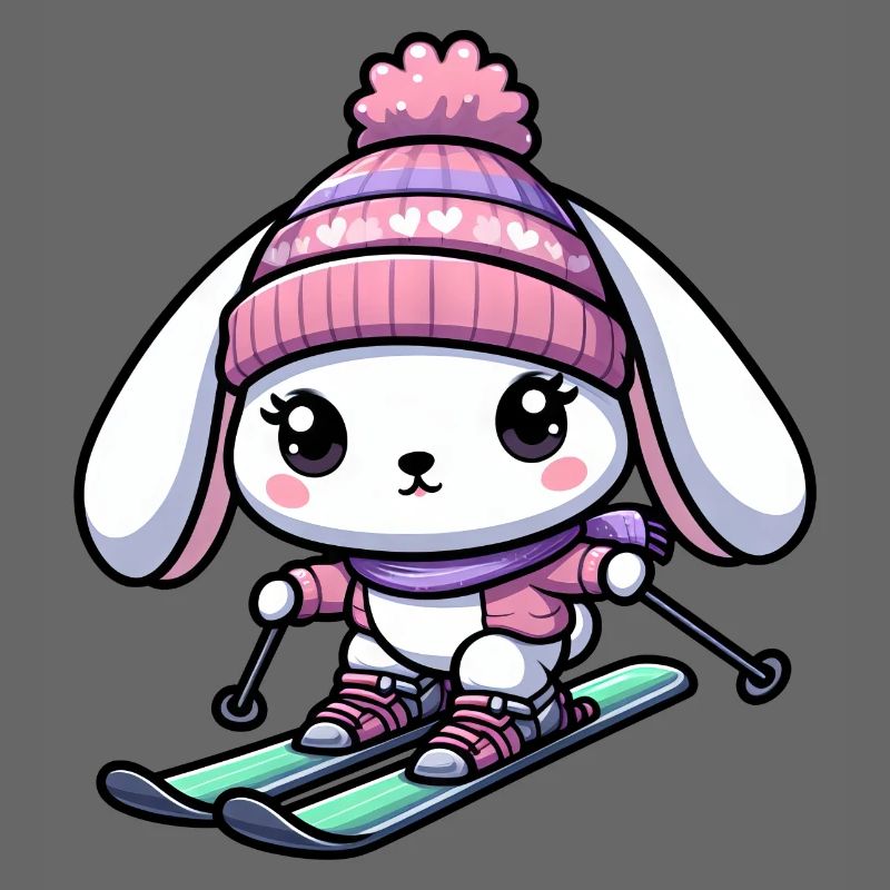 Conception de vacances d'hiver de skieur de ski de lapin de neige