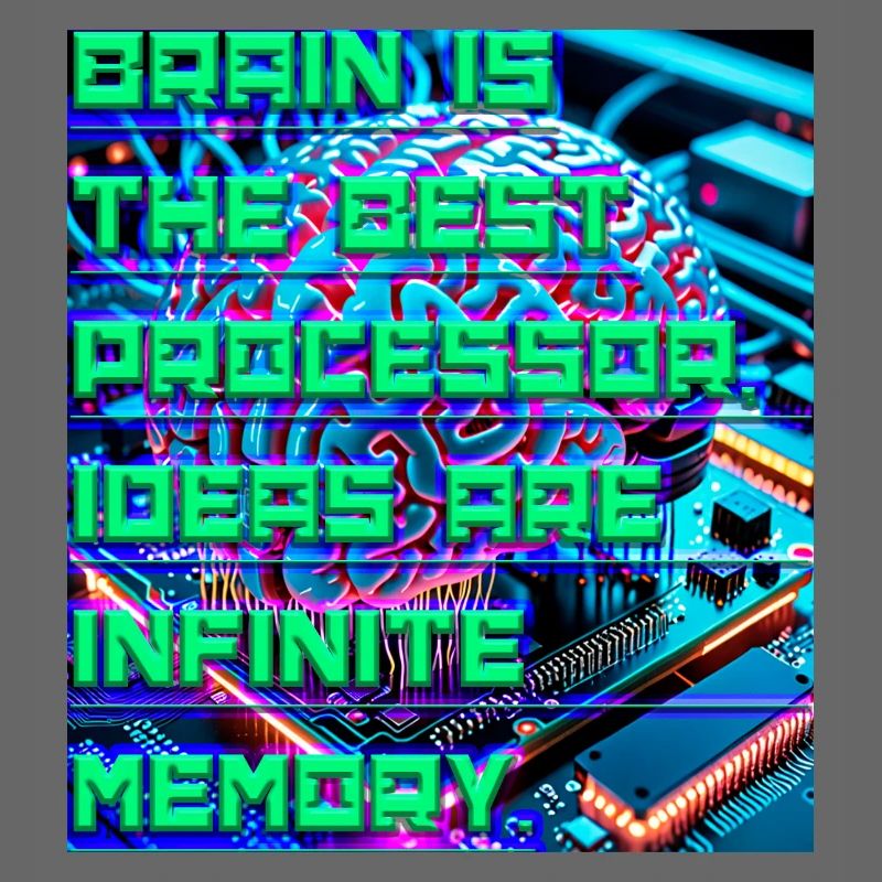 The Brain Is the Best Processor — Tech Neon Quote 