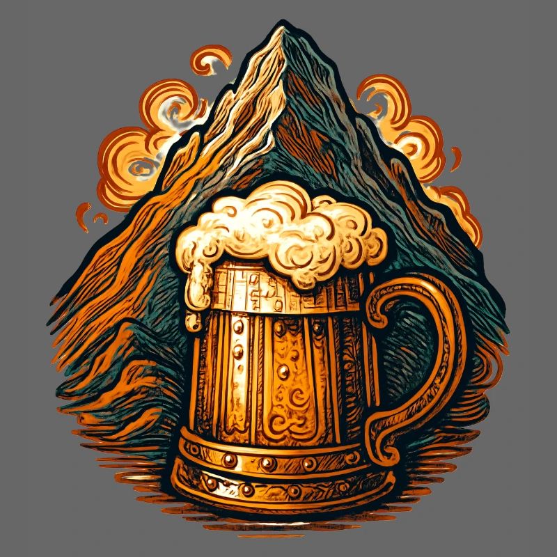 Mythischer Berg mit Bierkrug