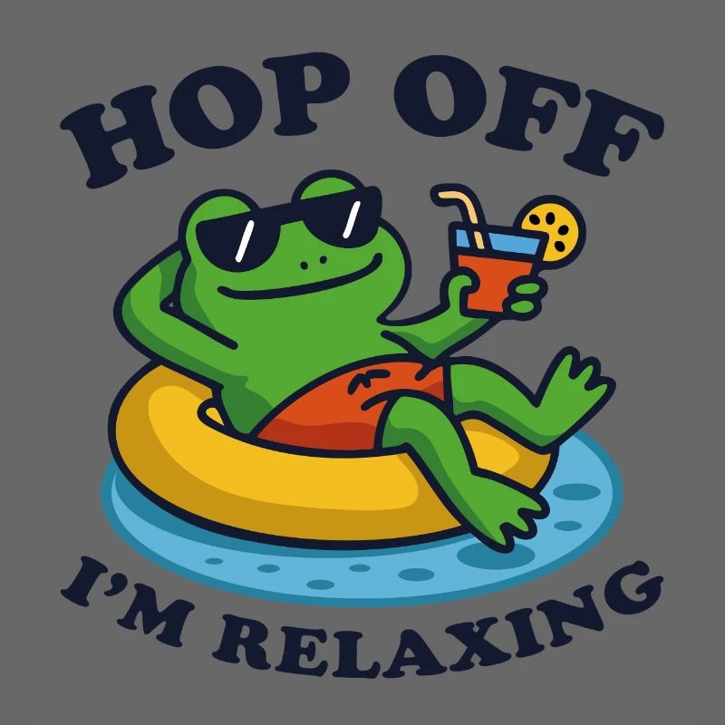 Relaxed Frog with Drink in pool