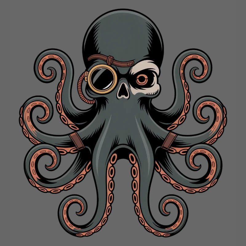 Pieuvre dans le style steampunk avec monocle