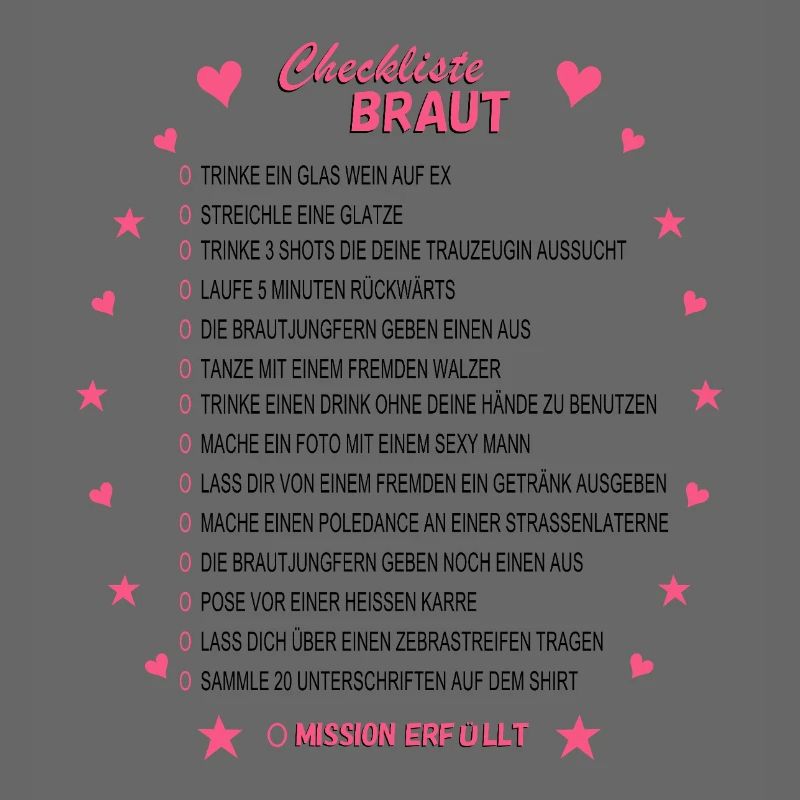 Braut Checkliste Pink