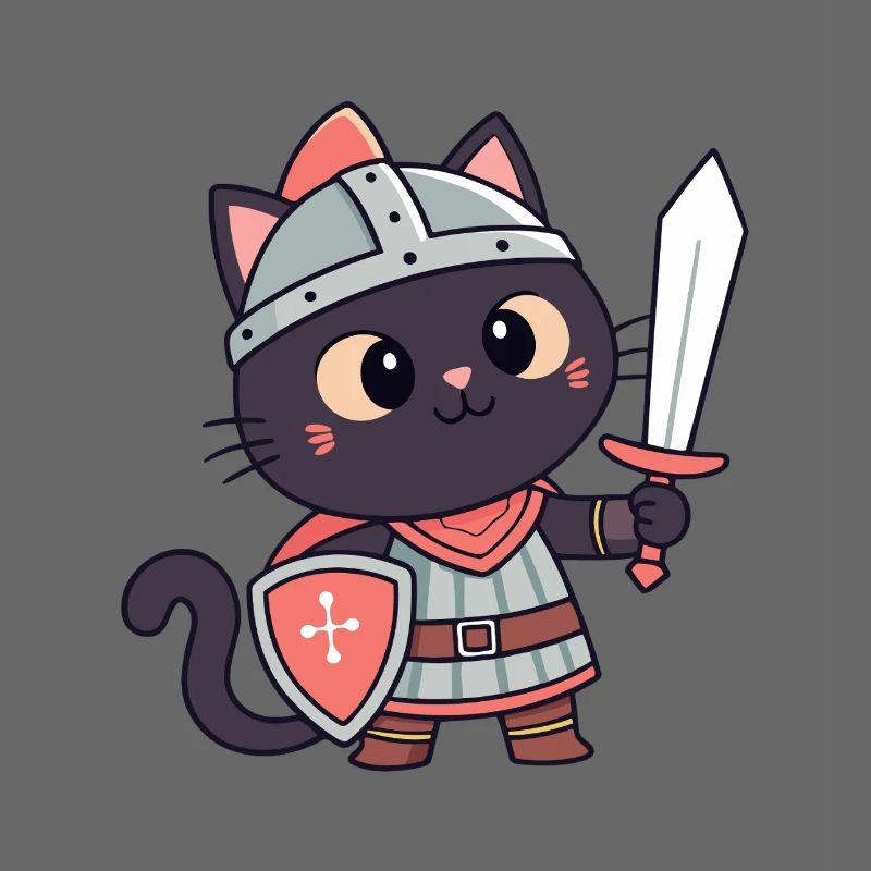 Chat Chevalier: épée et écu mignon