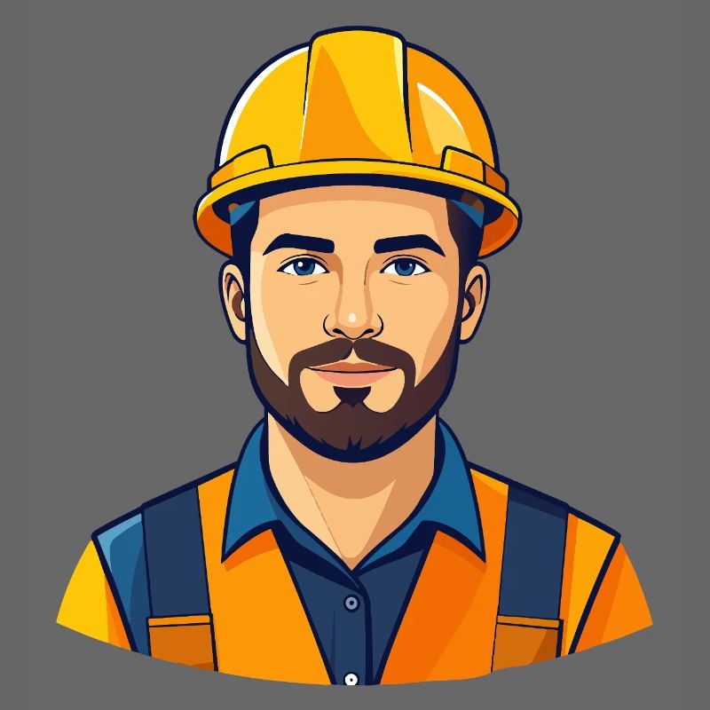 Construction worker with helmet illustration construction site motif