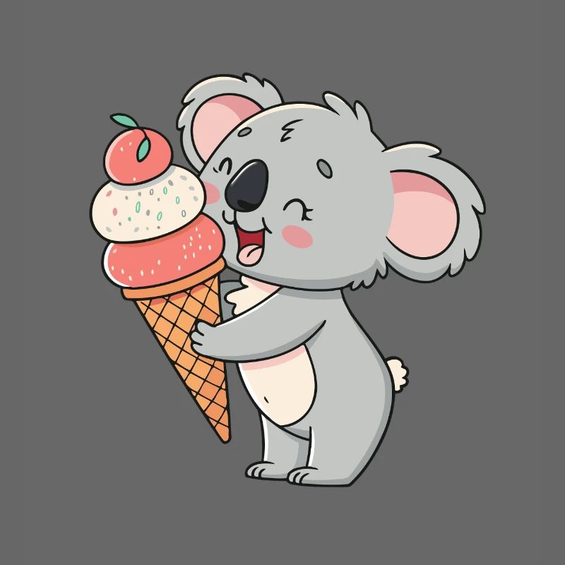 Koala gourmand et cornet de glace