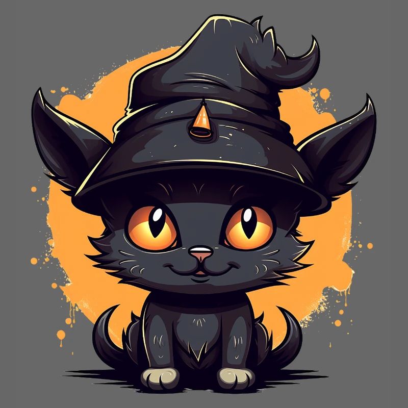 Chat sorcier dans un look d’Halloween - chat