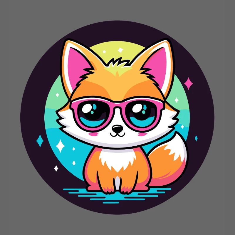 Fox Kawaii Pop Pink Brille