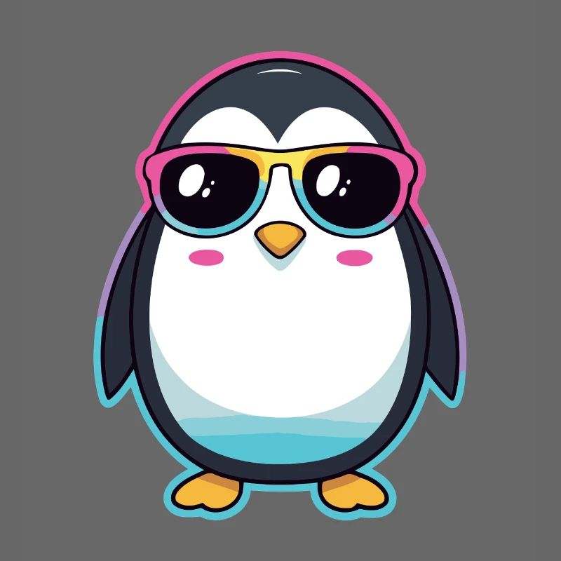 Schicker Pinguin mit Regenbogengläser
