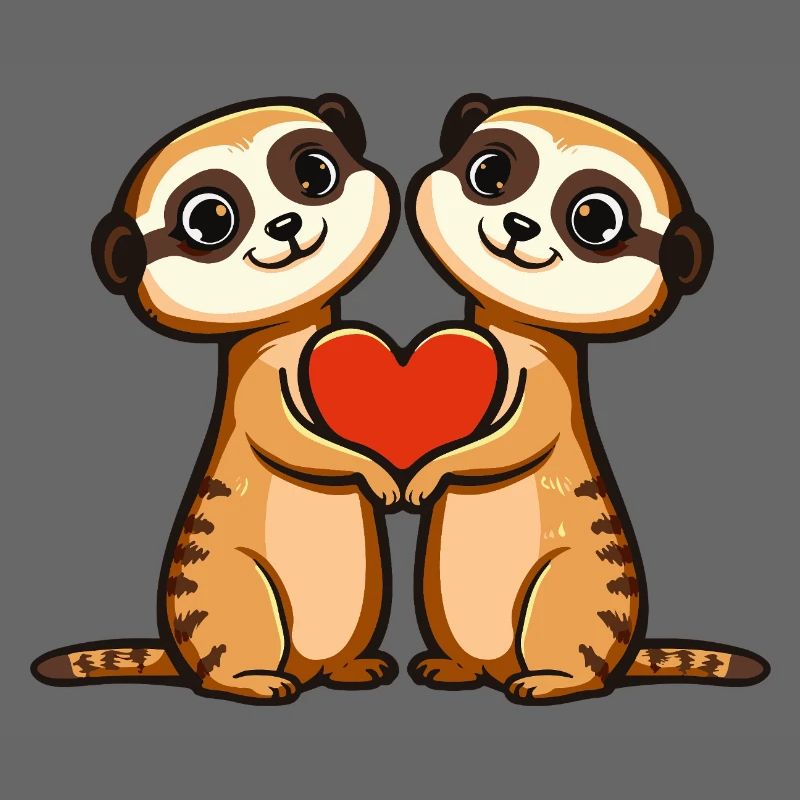 Suricate Couple Saint-Valentin