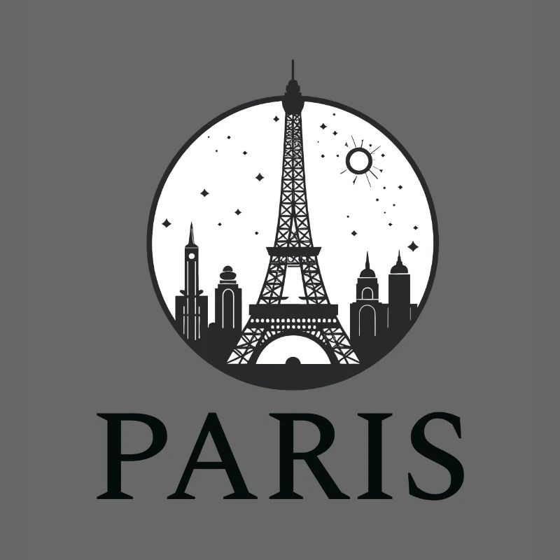 Paris Eiffel Tower silhouette in a circle