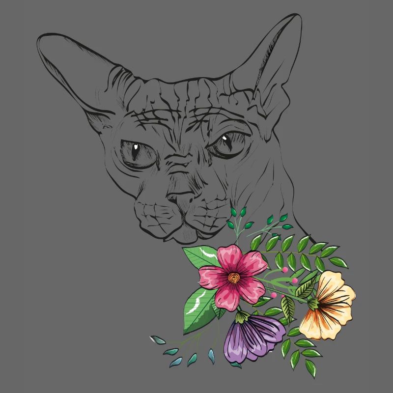 Chat avec des fleurs