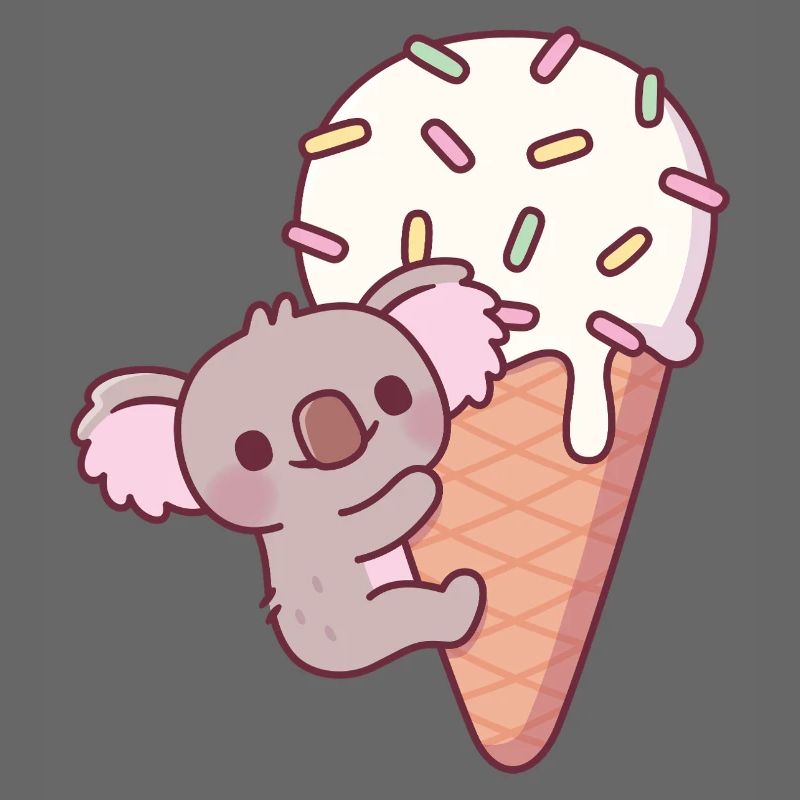 Drôle de koala s’accrochant à un cornet de crème glacée