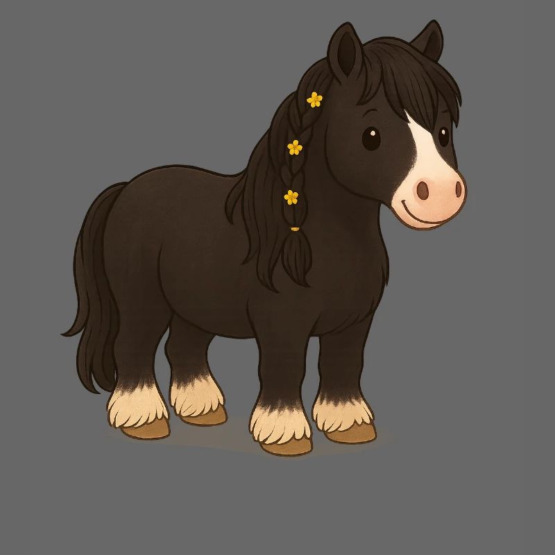 Black Tinker mare Katy with floral braid