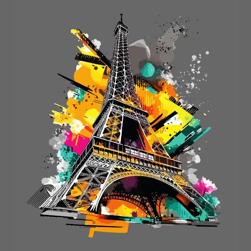 Eiffelturm Paris Skyline Frankreich Splash Bunt