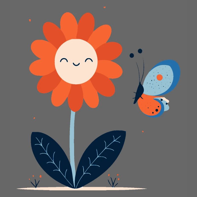 Fleur Rieuse avec Papillon