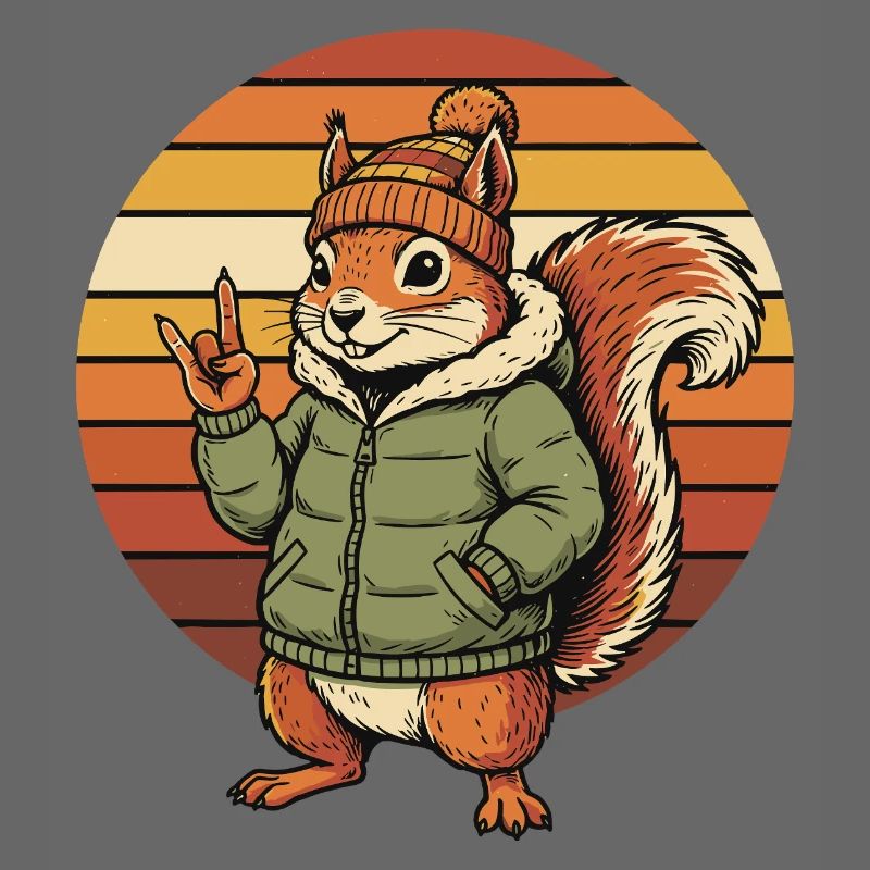Cooles Eichhörnchen - Winter Retro Design