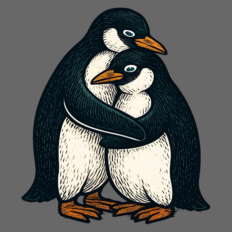 Penguin couple cuddle time