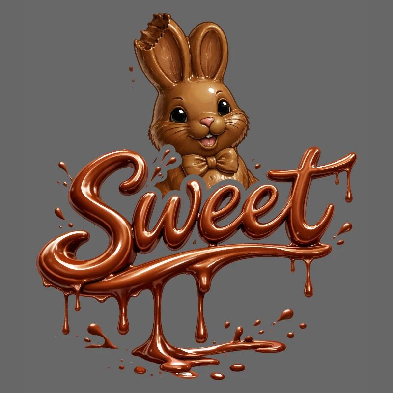 Lapin en chocolat avec lettres douces