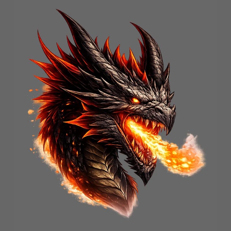 Fire Dragon Flaming Head