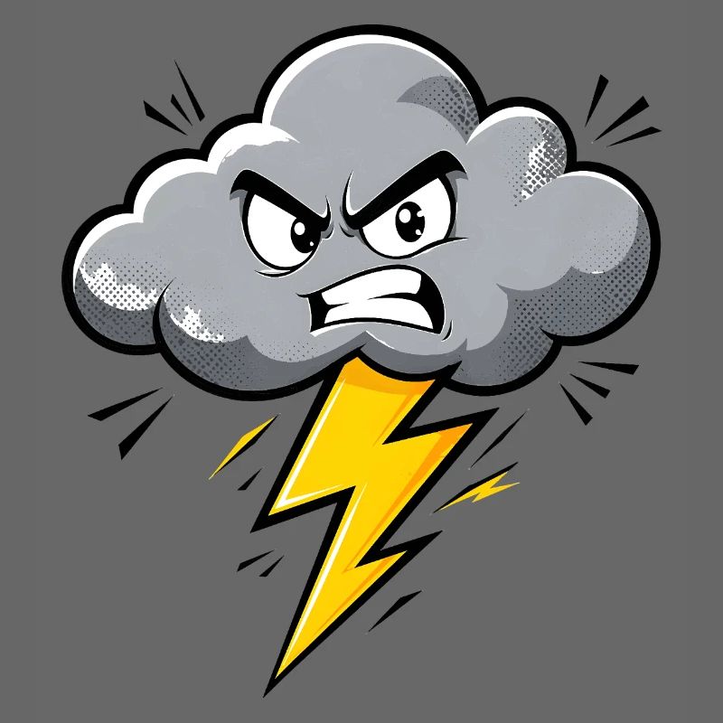 Angry Cloud Lightning Thunderstorm Weather Motif