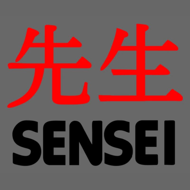 Teacher or master in kanji script text 'Sensei