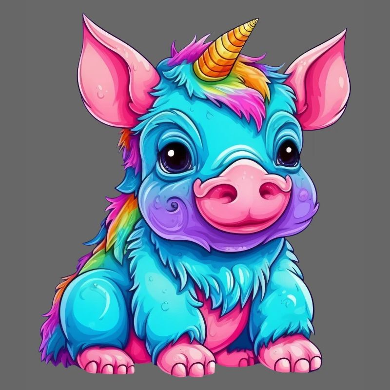 Fusion du cochon et de la licorne - conception arc-en-ciel