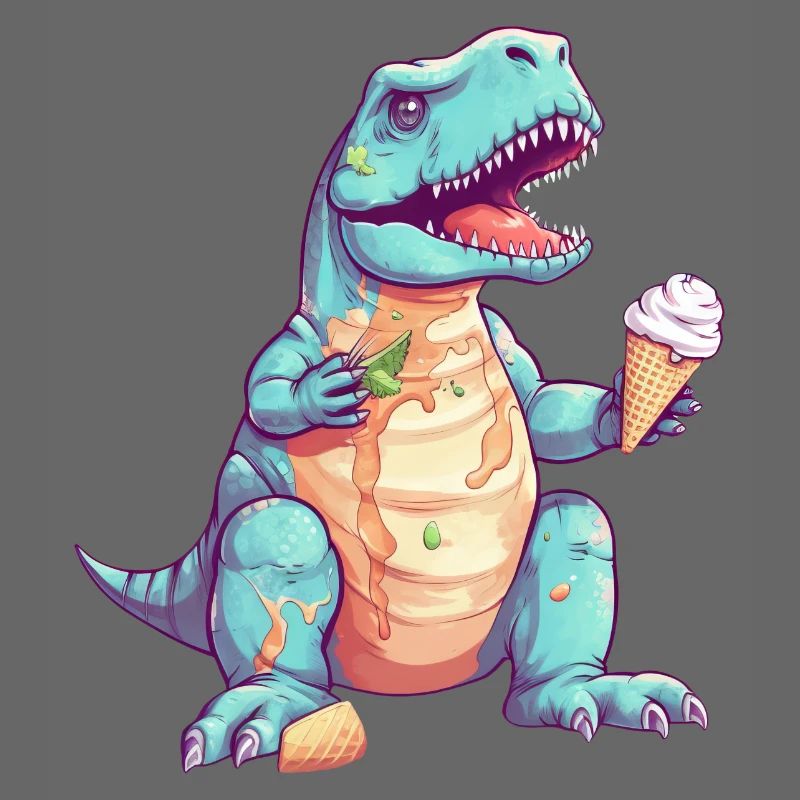 T-Rex genießt Eis - Witziges Dino Design