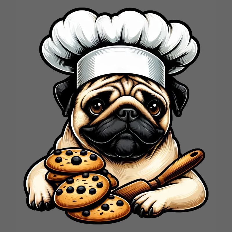 Pug Cook with Cookie