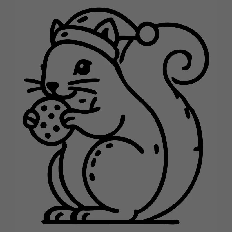 Squirrel with hat and biscuit Christmas