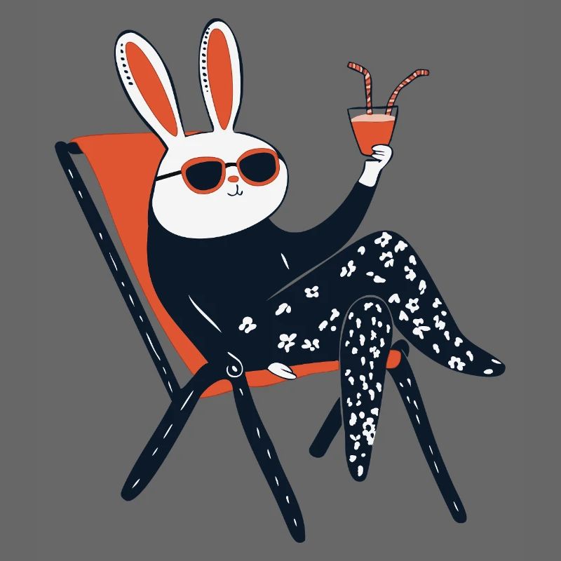 Beach Bunny – Chill Rabbit mit Sonnenbrille & Getränk