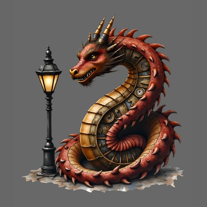 Steampunk Drache mit Laterne
