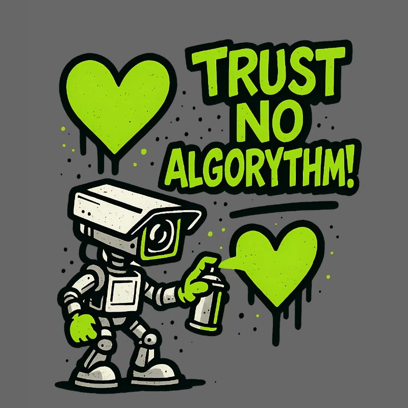Robot avec cœur et message anti-algorithme