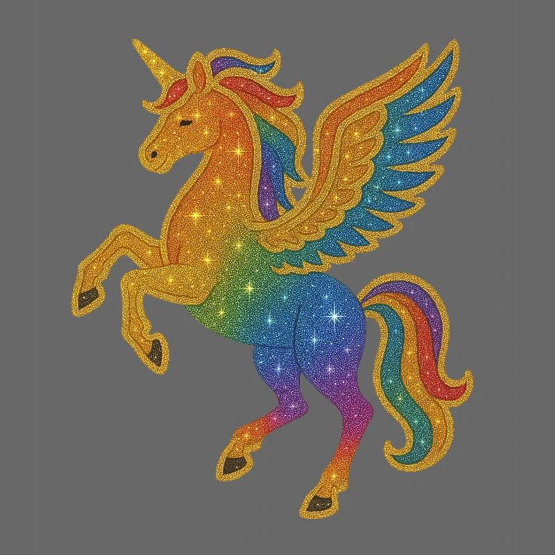 Glitzernde Regenbogen-Pegasus-Illustration
