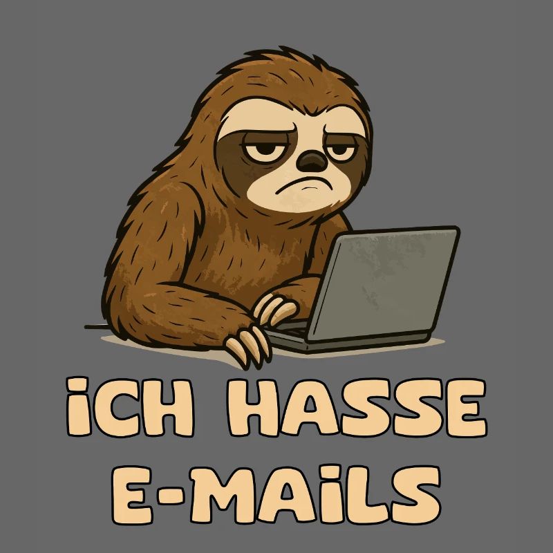 Lässiger Faultier-Design mit E-Mail-Sarkasmus