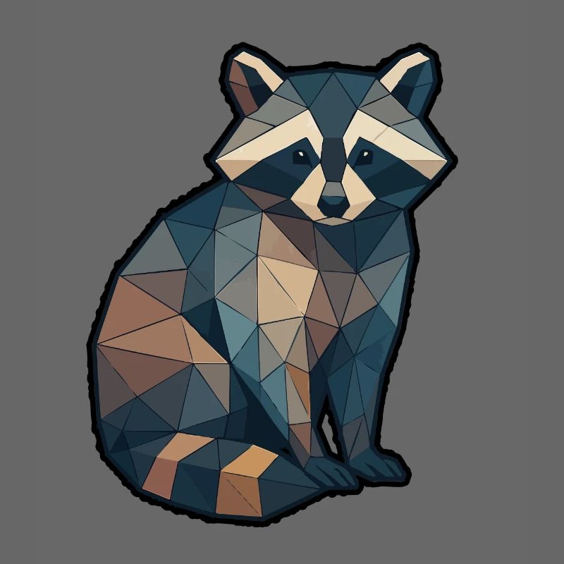 Geometrischer Waschbär Low Poly