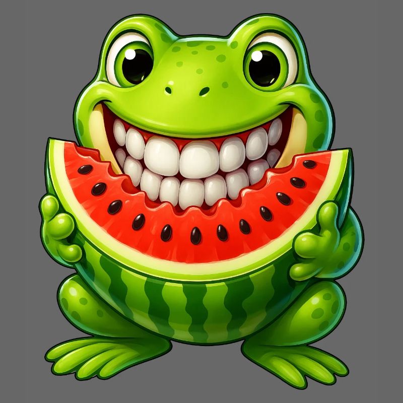 Crapaud grenouille joyeux avec pastèque été