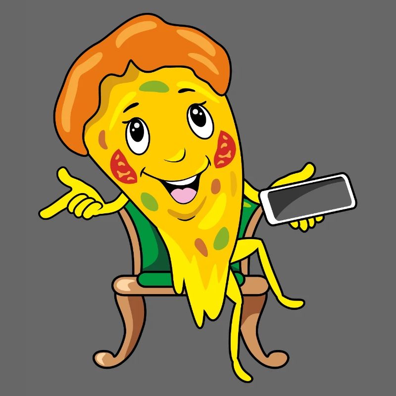 Une part de pizza de dessin animé prend commande