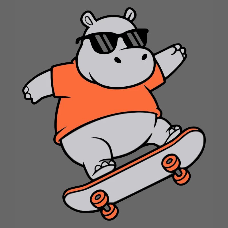 Cooles Nilpferd Skater Skateboard Vektor