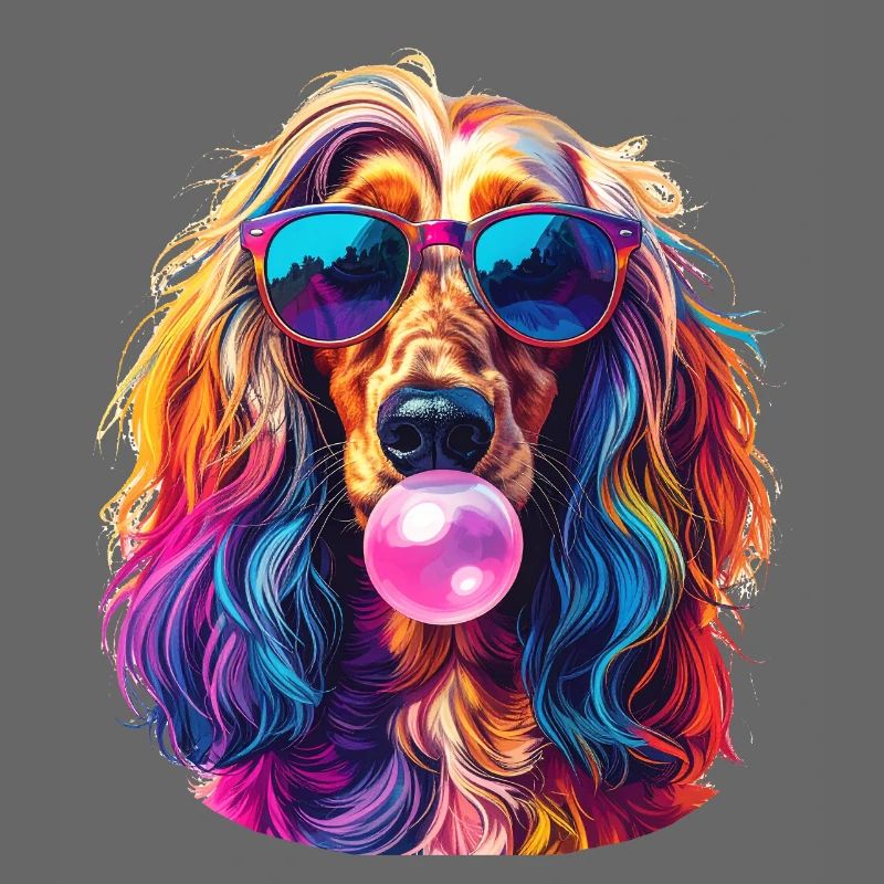 Pop-Art Afghanischer Windhund mit Bubblegum