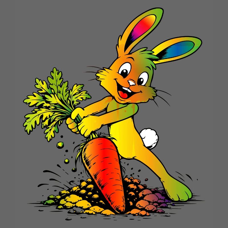 Cartoon Bunny with Carrot Funny Easter Design