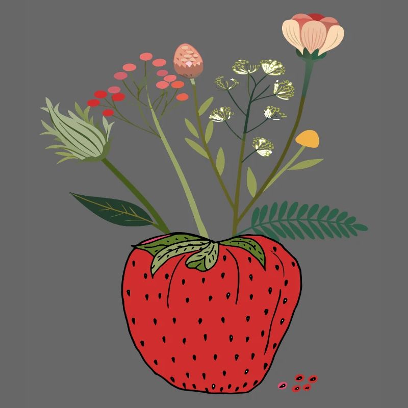 Fraise avec bouquet de fleurs