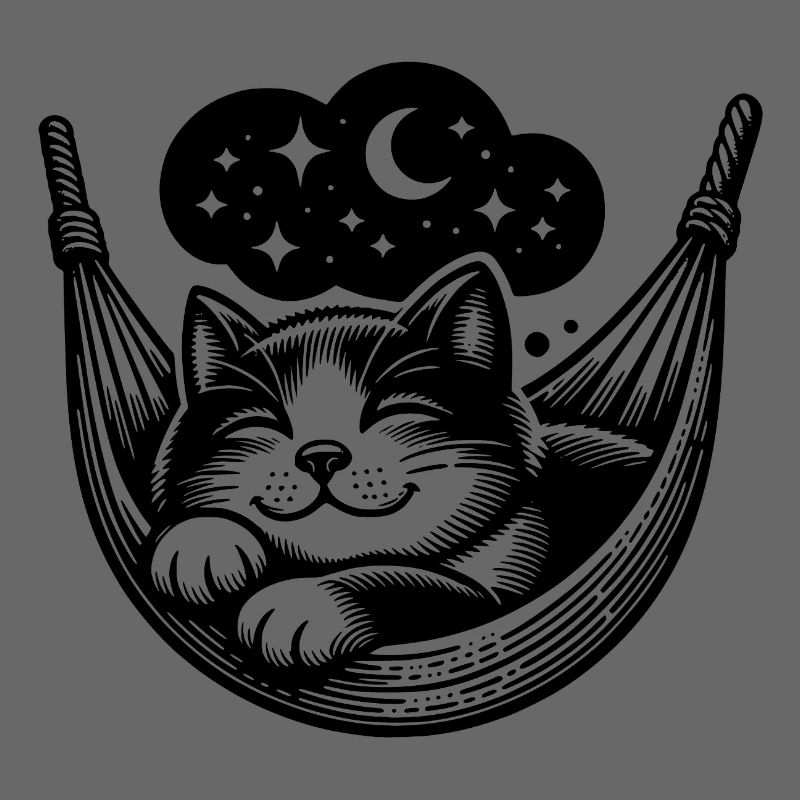 Petit chat endormi dans un hamac