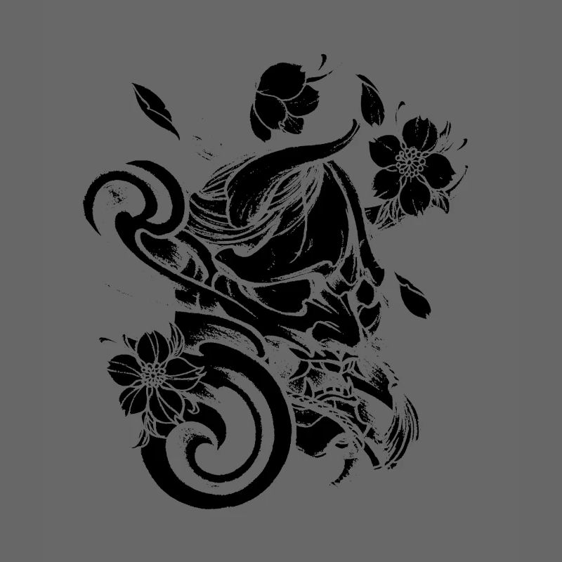 Teufel mit Blumen schwarz